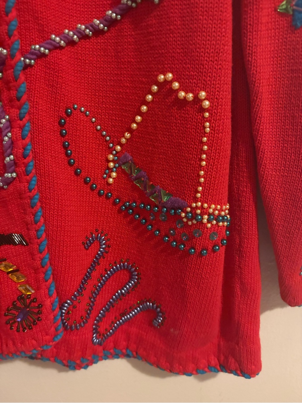 Vintage Western Beaded Cardigan Sweater X-Large Festival Stampede Cowgirl Music - Picture 8 of 12